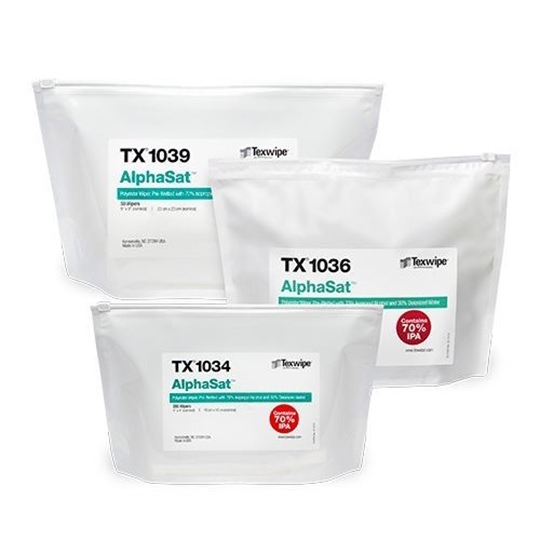 AlphaSat® Pre-Wetted Cleanroom Wipers, Sterile, Non-Sterile