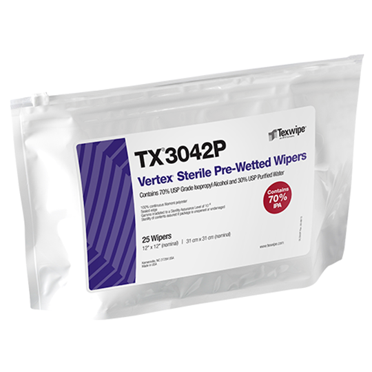 Sterile Vertex® TX3042P Pre-Wetted Cleanroom Wipers