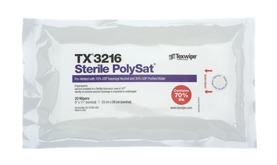 PolySat® TX3216 Pre-wetted Cleanroom Wipers, Sterile