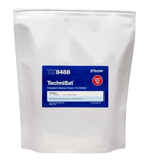 TechniSat® TX8488 Pre-Wetted Nonwoven Cleanroom Wipers, Non-Sterile