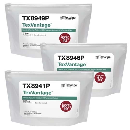 Picture of TexVantage™ Polyester Pre-Wetted Cleanroom Wipers, Non-Sterile