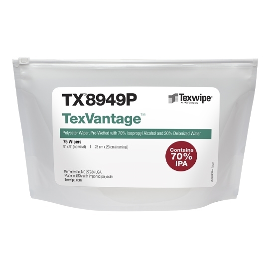 Picture of TexVantage™ Polyester TX8949P Pre-wetted Cleanroom Wipers, Non-Sterile
