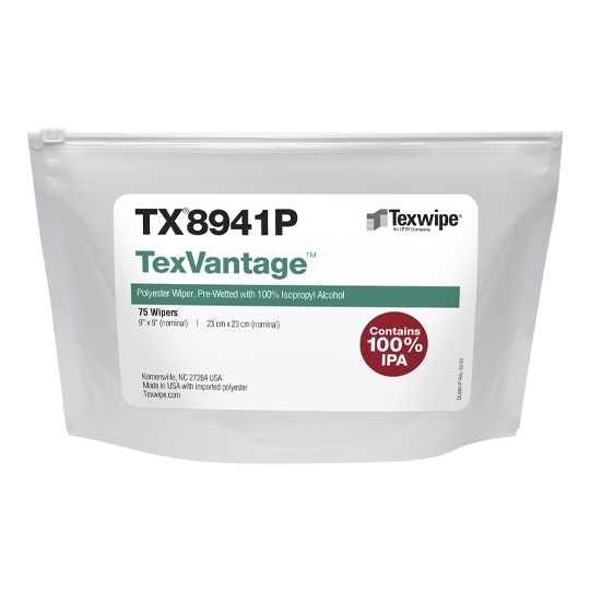 Picture of TexVantage™ Polyester TX8941P Pre-wetted Cleanroom Wipers, Non-Sterile