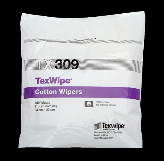 TexWipe® TX309 Dry Cotton Cleanroom Wipers, Non-Sterile