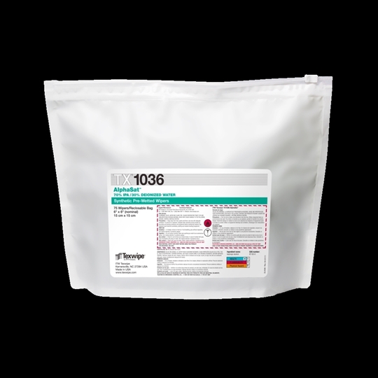 AlphaSat® TX1036 Pre-Wetted Cleanroom Wipers, Non-Sterile