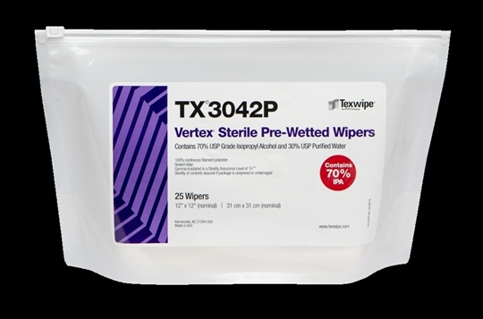 Sterile Vertex® TX3042P Pre-Wetted Cleanroom Wipers