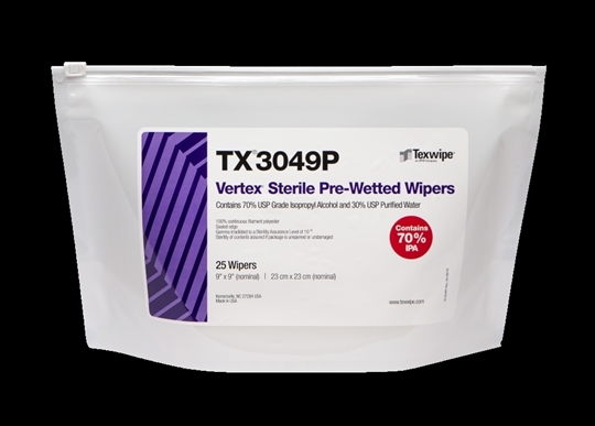 Sterile Vertex® TX3049P Pre-Wetted Cleanroom Wipers